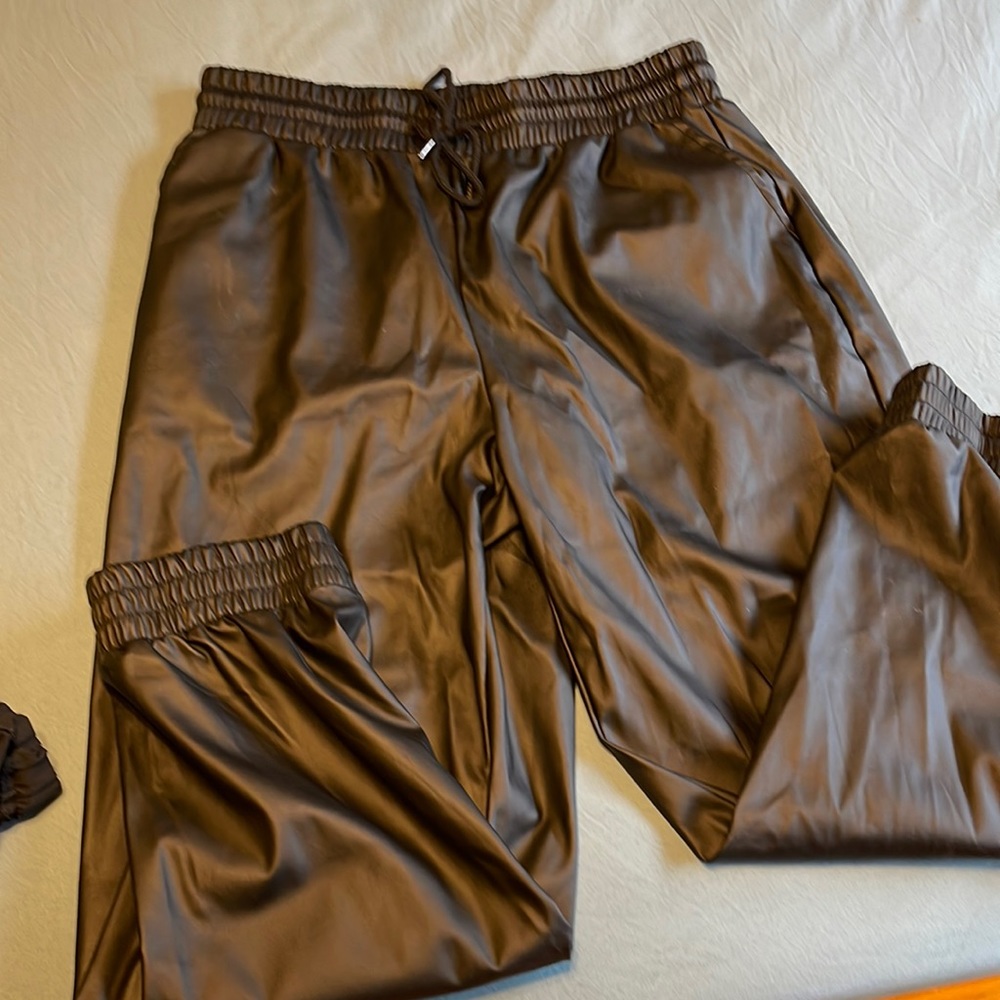 SHEIN  faux leather bag, style pants XL
